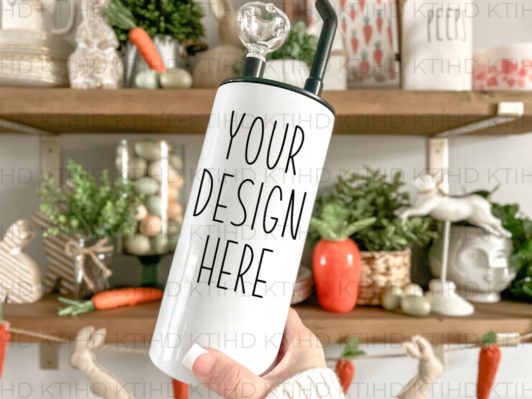 Hookah Tumbler Mockup Easter Thermal Cups White Full Wrap JPEG and PNG