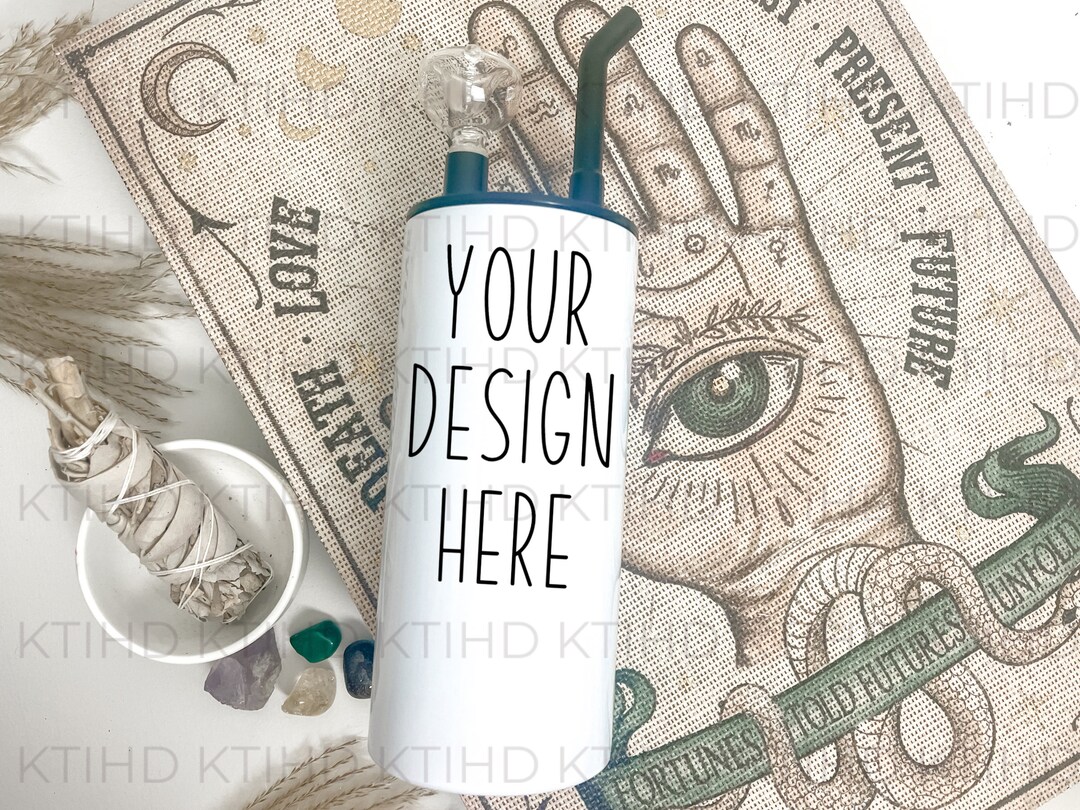 Hookah Tumbler Mockup Thermal Cups White Full Wrap JPEG and PNG 20 Oz