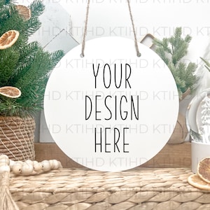 Door Sign mockup | JPEG and PNG | Round Door Hanger Dye Sublimation mock up | Add Your Own Image | Round Wall Decor Mock-Up