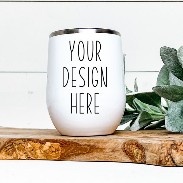 Wine tumbler Mockup |  White wine Glass Mockup | Outdoor Tumbler Stock Photo | insulated wine tumbler with lid JPEG and PNG add your design