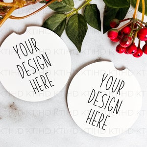 Car Coaster Mockup | JPEG and PNG Christmas | Car Coaster Dye Sublimation mock up | Add Your Own Image | DTF vinyl