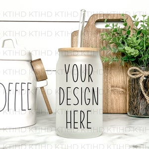 Frosted Libby Glass Mockup: Bubble Tea Cup, Sublimation (JPEG, PNG)