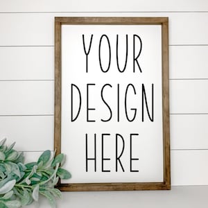 Farmhouse  Sign Mockup | 16x24  Sign Mockup | Farmhouse Mockup | Framed Mockup | Brown frame template