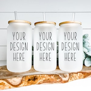 Maquette de verre à bière Libbey givrée | Maquette de 3 tasses à thé à bulles | Fichiers JPEG et PNG pour sublimation de 16 oz | Maquette Libby de trois boîtes
