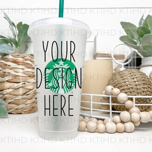Cold Cup mockup | 24 oz venti  mock-up boho farmhouse  |  JPEG and PNG files | vinyl craft cup boho styled DTF