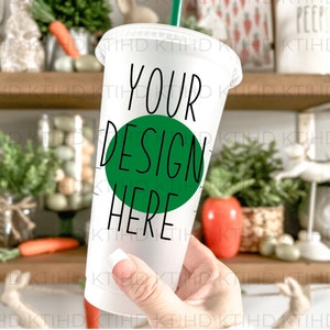 Cold Cup mockup | 24 oz venti  mock-up Easter |  JPEG and PNG files | Hand holding cup mockup
