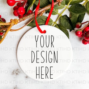 Round Ornament Mockup | ceramic Tree decoration Mockup | Farmhouse Mockup | Styled Ornament | JPEG and PNG