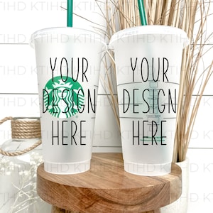 Cold Cup mockup | 24 oz venti  mock-up |  JPEG and PNG files | boho three cup mockup