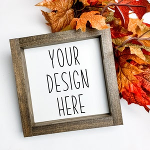Fall Sign Mockup | 8x8 12x12 Sign Mockup | Square Farmhouse Mockup | Framed Mockup | tray mock up | Styled Stock Photo