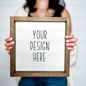 Wood Sign Mockup | Square Sign Digital Mockup | Modern Sign Mockup | Add Your SVG | Styled Stock Photo | Flat Lay