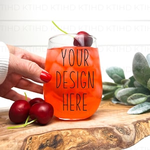 Wine Glass Mockup | modern Mockup | Styled Stemless Wine Glass | lifestyle wine glass mockup | pink drink blank wine glass