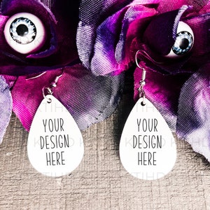 Drop dangle earring Mockup | raindrop JPEG and PNG | tear drop Earrings Dye Sublimation mock up | Halloween Add Your Own Image