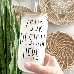 Frosted Libby Glass Mockup: Bubble Tea Cup, JPEG & PNG (Digital Download)