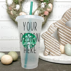 Cold Cup mockup | 24 oz venti  mock-up |  JPEG and PNG files | Easter bunny three cup mockup