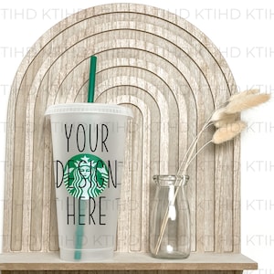 Cold Cup mockup | 24 oz venti  mock-up boho rainbow |  JPEG and PNG files