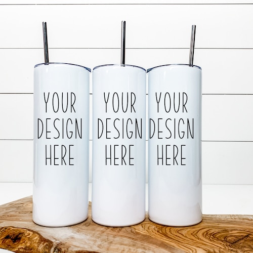 Skinny Tumbler Mockup Set of 3 Thermal Cups White No Straw - Etsy Canada