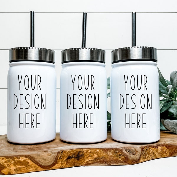 Mason jar Mockup | 17 oz sublimation cup mock up  |  Decal digital mockup | white mason jar lid