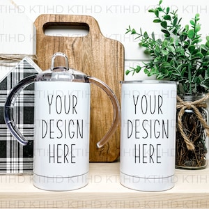 Tasse Mockup | Plastikstroh Thermobecher Weiß |  wrap around Mock Up JPEG und PNG | Becher Sublimation Schablone