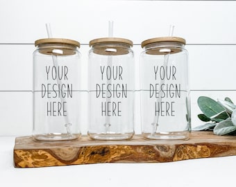 Libby beer glass mockup | 3 bubble tea  cup mock-up | Sublimation JPEG and PNG file | three can mockup