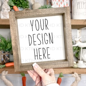 8x8 Sign Mockup | Wood Sign Mockup |  Farmhouse Easter | Framed Mockup | Styled Stock Photo | Square Frame Mock up
