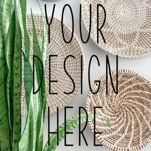 Blank boho background Mockup | wall Mockup | Styled rattan background | Craft Mock Up |  stock photo