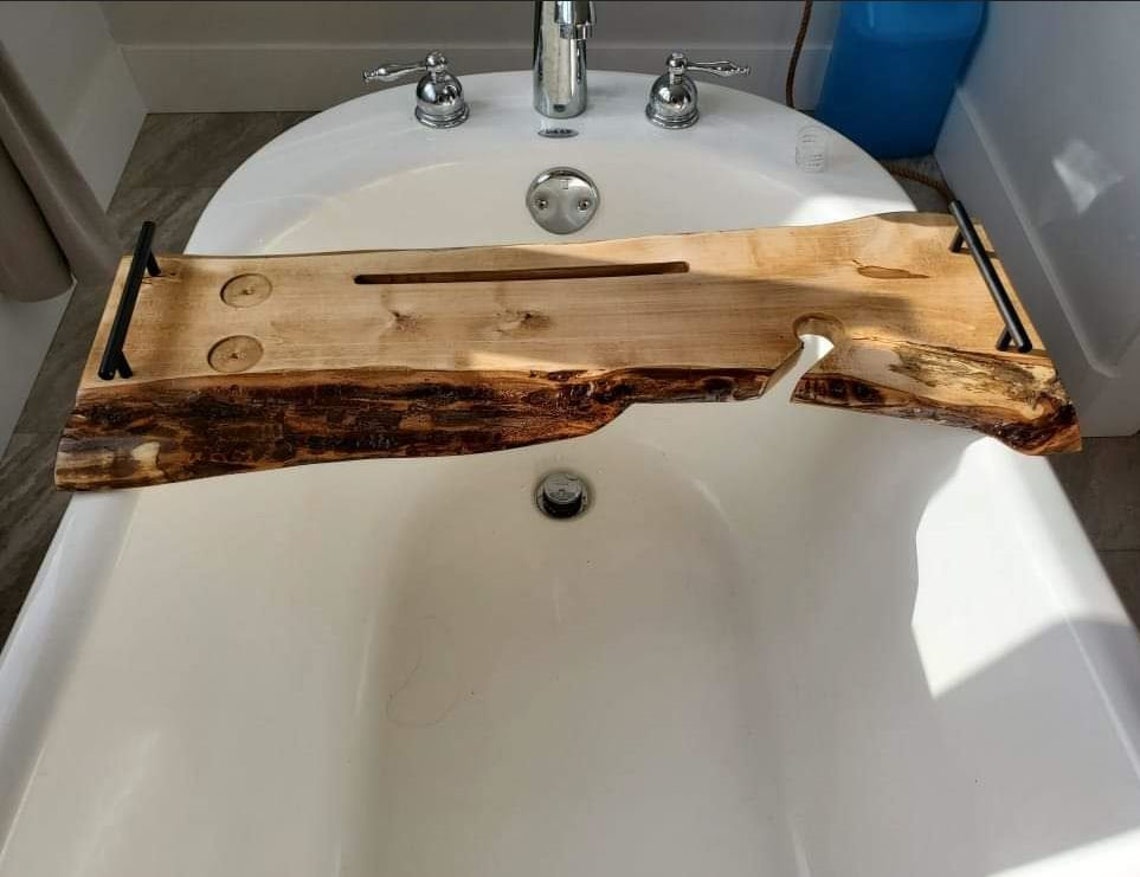Custom Live edge bath caddy Etsy