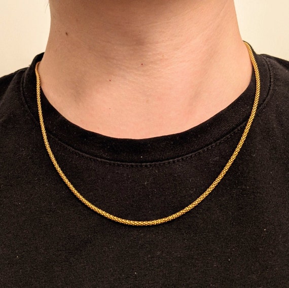 Gold Wheat Chain Necklace 18K Gold 