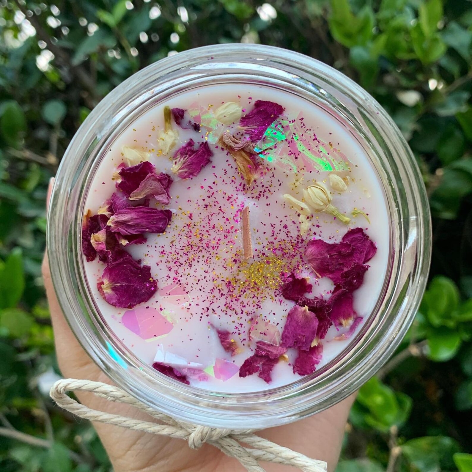 Custom Soy Wax Dried Flower Candle With Glitter and Essential Etsy