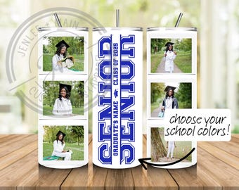 Personalized Senior Photo Tumbler | Custom Graduation Gift | 20 oz Skinny Tumbler for graduation | Class of 2025 | Graduate Memorabilia