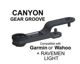 Canyon Gear Groove Computer Mount for Ravemen Lights - Garmin or Wahoo Compatible