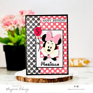Minnie Mouse Birthday Card. Birthday card for kids. Birthday card for girls. Cartoon Birthday card. Disney birthday card.
