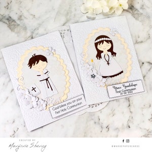 First Holy Communion Card. Handmade greeting card. Religious Greeting card. Personalised boy/girl Communion card.