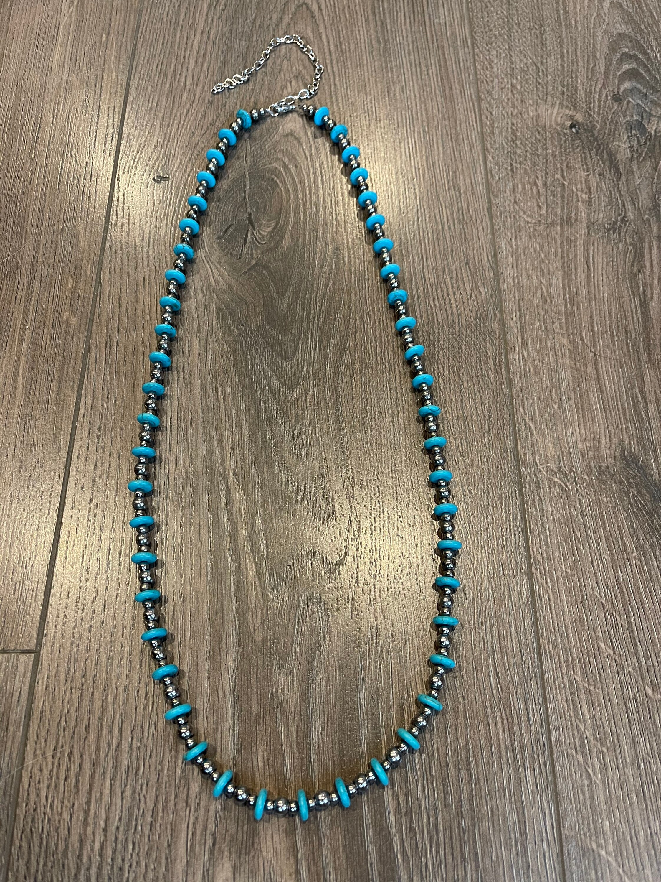 Turquoise Silver Pearl Necklace Western Jewelry Western Style Etsy