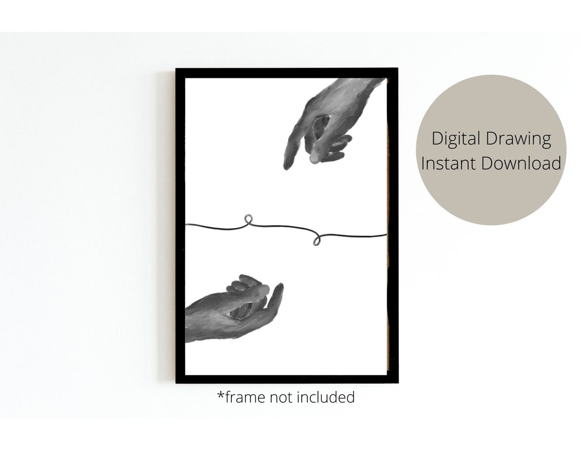 Two Hands wall art wall art print instant download gray Etsy