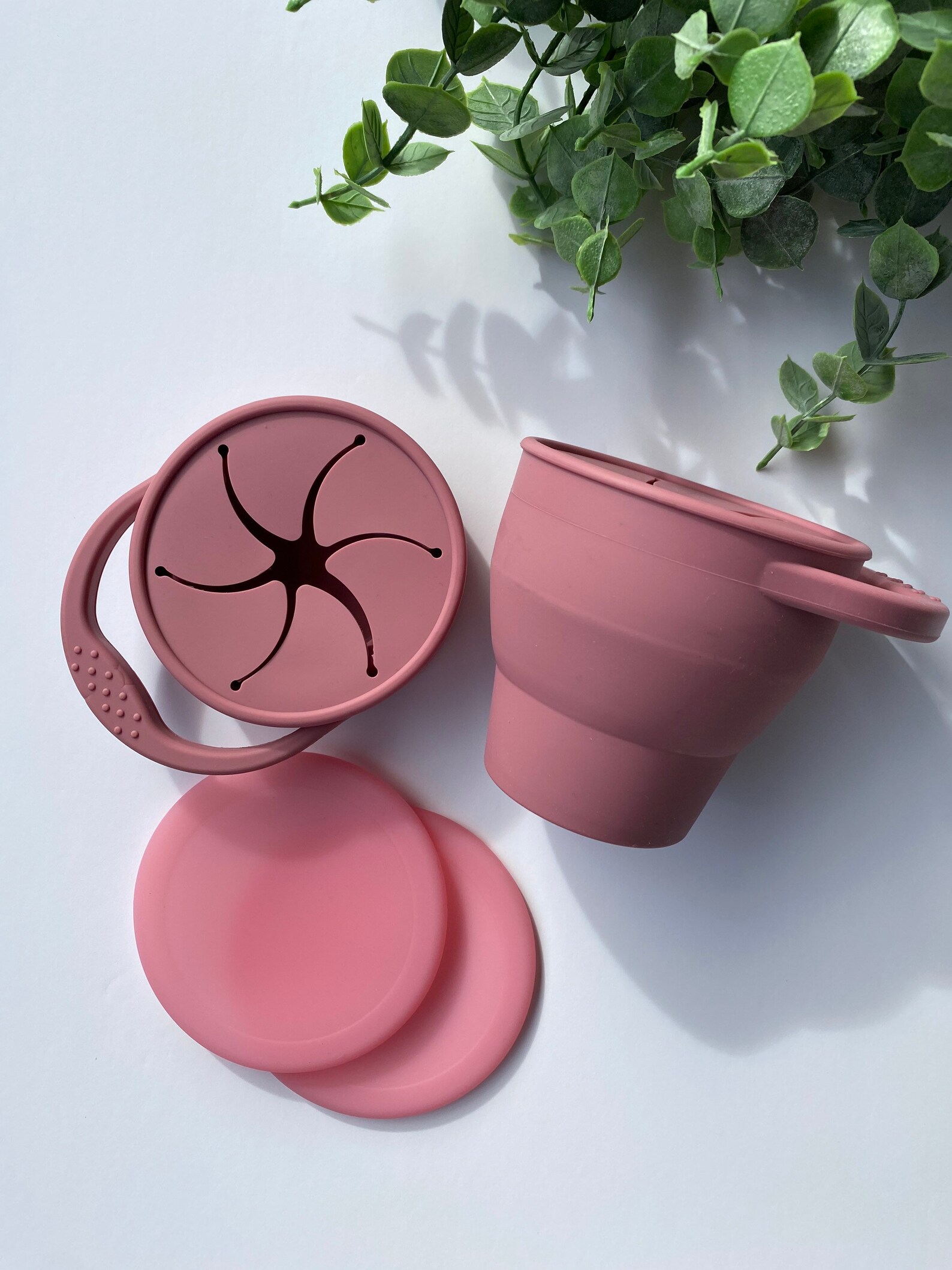 Collapsible Silicone Snack Cup With Lid, Toddler Cup, Silicone Baby Cup