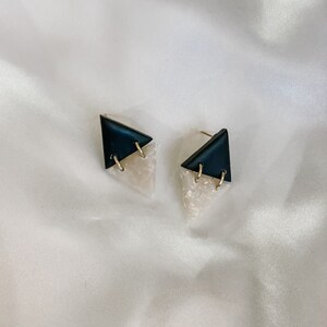CLEARANCE | Handmade Polymer Clay Earrings | Opal and Black | Lightweight