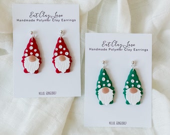 Kabouter oorbellen | Kerst oorbellen | Vakantie oorbellen | Rood, groen en wit