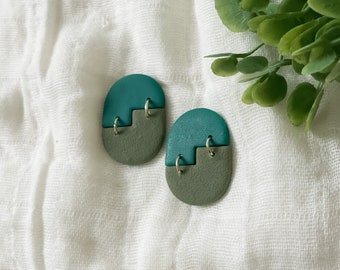 The Jade | Handmade Polymer Clay Earrings | Emerald Green | Olive Green | Lightweight | Hypoallergenic | Statement Earrings | Stud Earrings