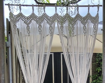 Custom Macrame curtain made to size, for door or window, insect screen, boho valance