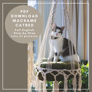 Macrame Pattern English of Macrame Catbed macrame Cathammock Catswing Cat swing Cat hammock DIY Macrame Cat Bed Macrame tutorial