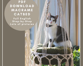 Macrame Pattern English of Macrame Catbed macrame Cathammock Catswing Cat swing Cat hammock DIY Macrame Cat Bed Macrame tutorial