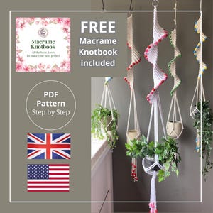 PDF Makramee-Muster Spiral-Pflanzenhänger Makramee-Pflanzenhänger Geschenk für Pflanzenliebhaber Boho-Pflanzendekoration, Wohndekor Makramee-Pflanzenhänger-Dekor