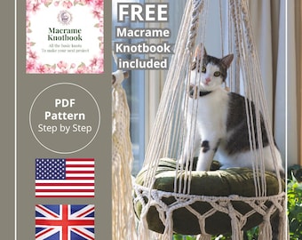 Makramee PDF Muster Englisch von Makramee Katzenbett Makramee Katzenhängematte Katzenschaukel Katzenschaukel Katzenhängematte DIY Makramee Katzenbett Makramee Tutorial