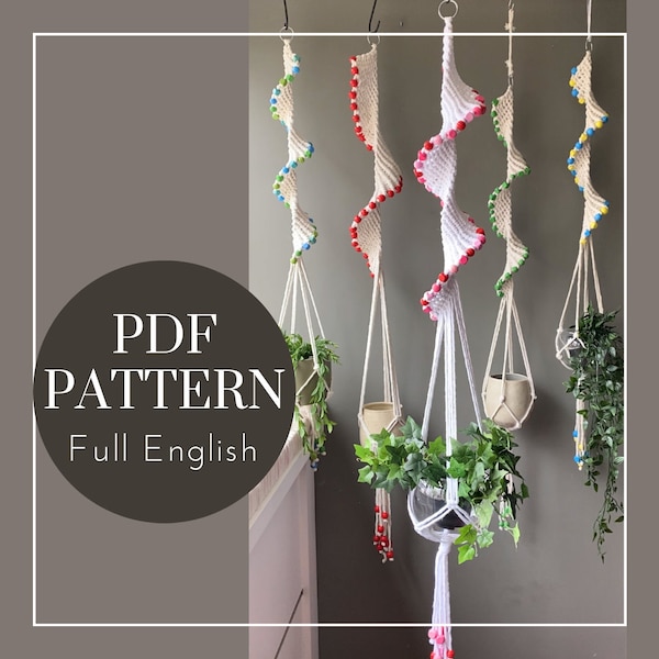 PDF Download Spiral planthanger macrame plant hanger gift for plantlover boho plant decoration, home decor macrame planthanger decor