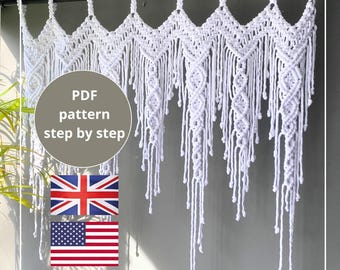 Macrame pdf pattern macrame curtain pdf pattern macrame wallhanging pdf download macrame headboard pattern download, DIY macrame wallhanging