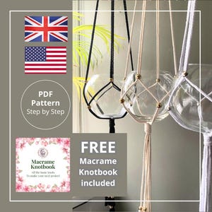 Macrame PDF Pattern in English of Adjustable Macrame Planthanger Macrame plant hanger, DIY planthanger, PDF Macrame adjustable planthanger