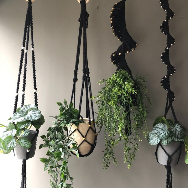 Plant hanger black macrame plant hanger macrame black hanging planter macrame plant hanger boho home decor plant gift for plantlover