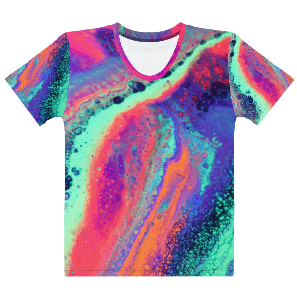 Women's T-shirt multicolored art print | Etsy
