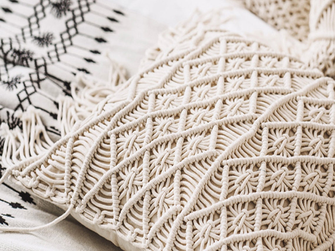 Handwoven Cotton Rope Pillow Living Room Sofa Pillow Cushion Bedside