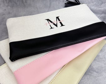 Custom Name Bridesmaid Makeup Bags,Canvas Cosmetic Bags,Bridesmaid Proposal Gifts,Make up Bag